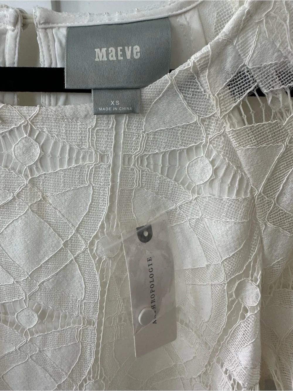 NWT Anthropologie Ivory Lace Puff-Sleeve Blouse